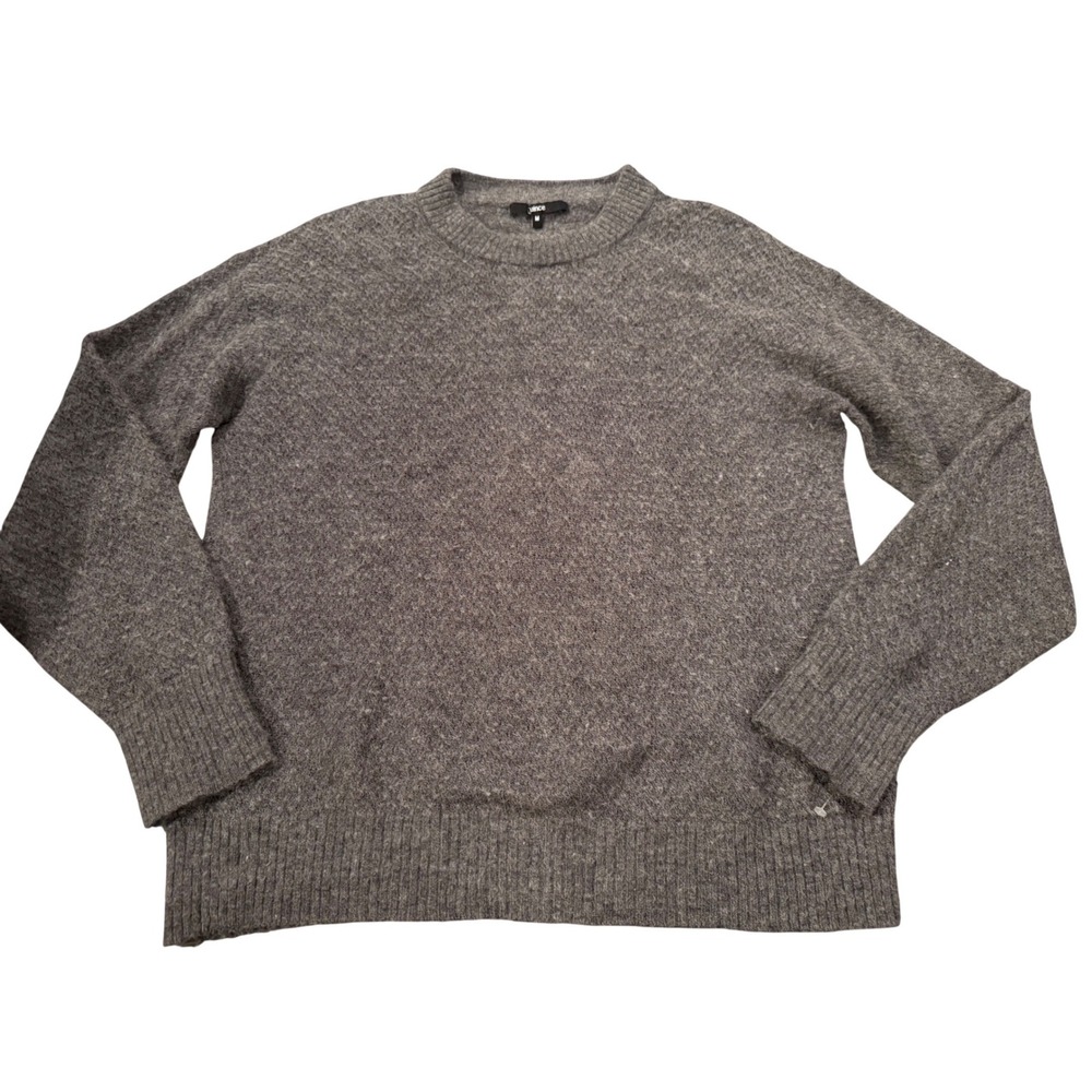 Quince Grey Marled Crew Neck alpaca Merino Wool Blend Sweater Women's M - Picture 1 of 5